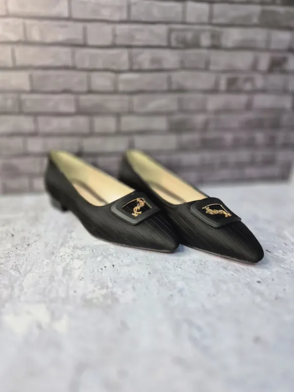 کفش مجلسی زنانه ساتن خطی پاشنه ۲ سانت