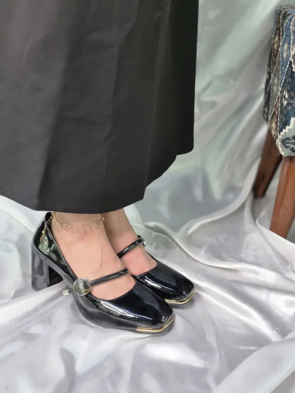 کفش مجلسی زنانه پلنگی نوک مربع مشکی