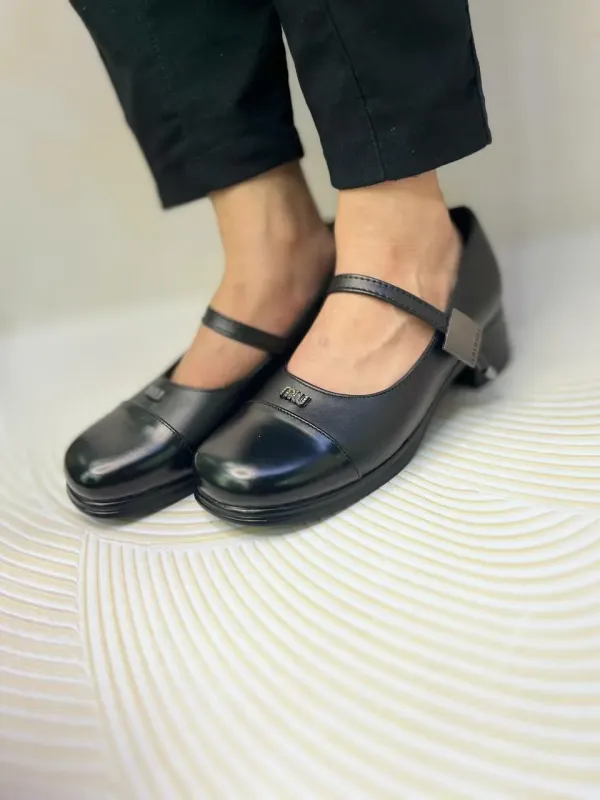کفش عروسکی زنانه مشکی پنجه مربعی ورنی